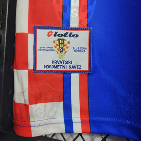 Camisa Seleção Croácia Away 1998 - Lotto Retrô Masculina - Azul/Branca