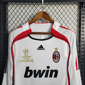 Camisa Manga Longa Milan  Away 2006/07 - Adidas  Retrô Masculina - Branca/Vermelha