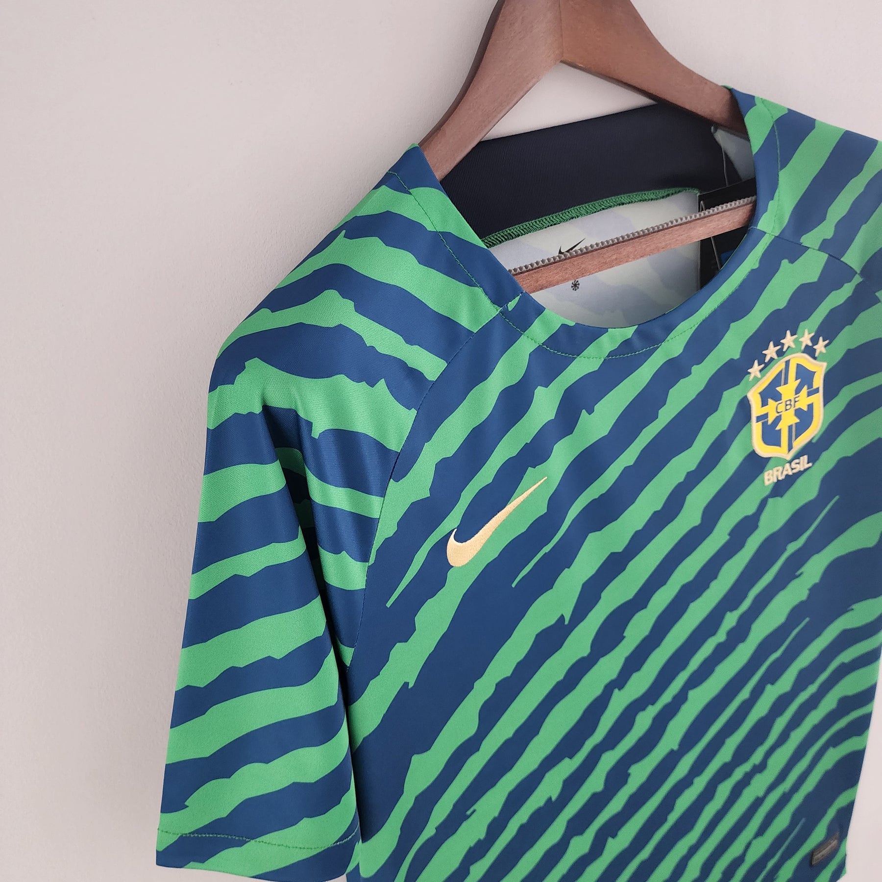 Camisa Seleção Brasil Pré Jogo 2022 - Nike Torcedor Masculina - Verde/Azul