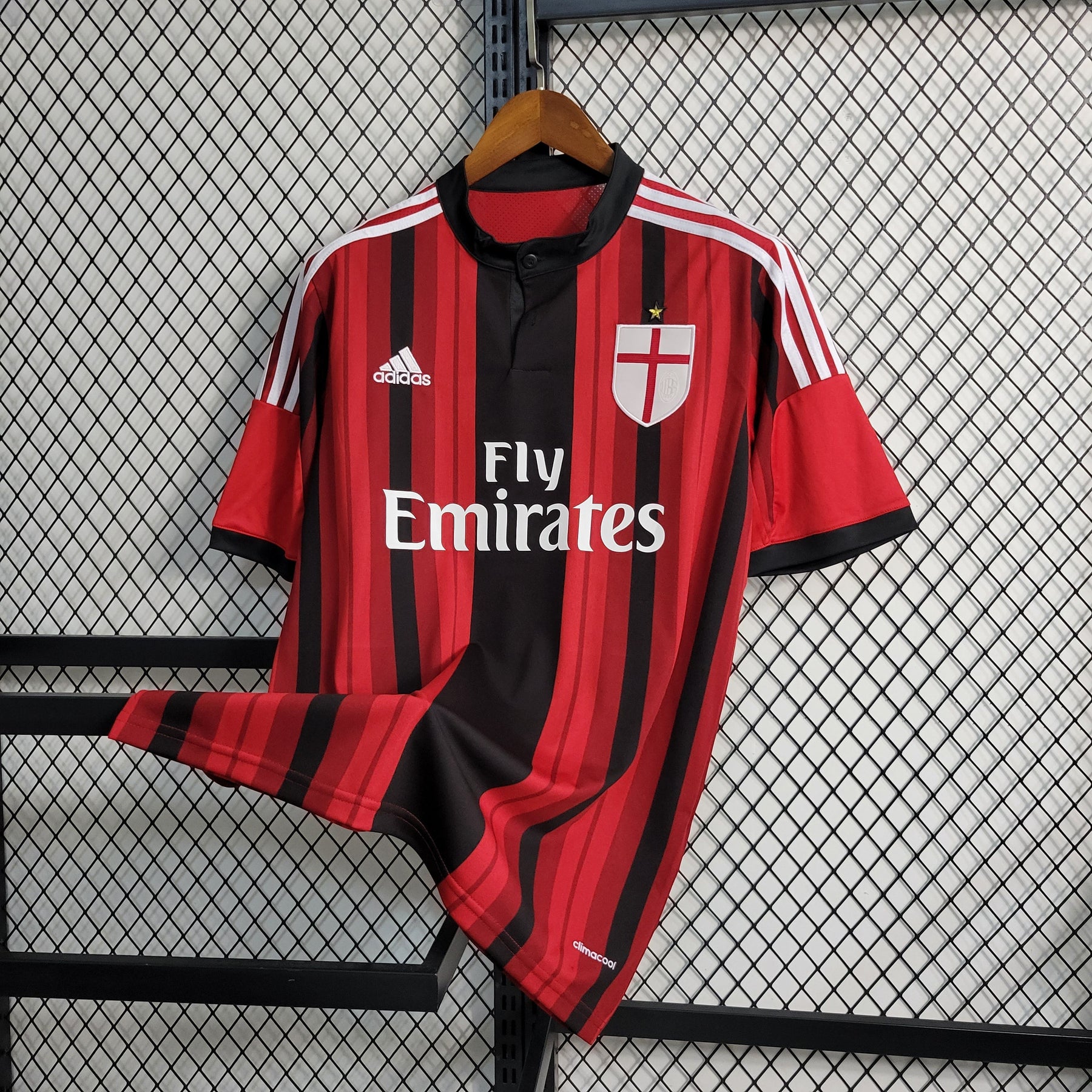 Camisa Milan Home 2014/15 - Adidas Retrô Masculina - Vermelha/Preta