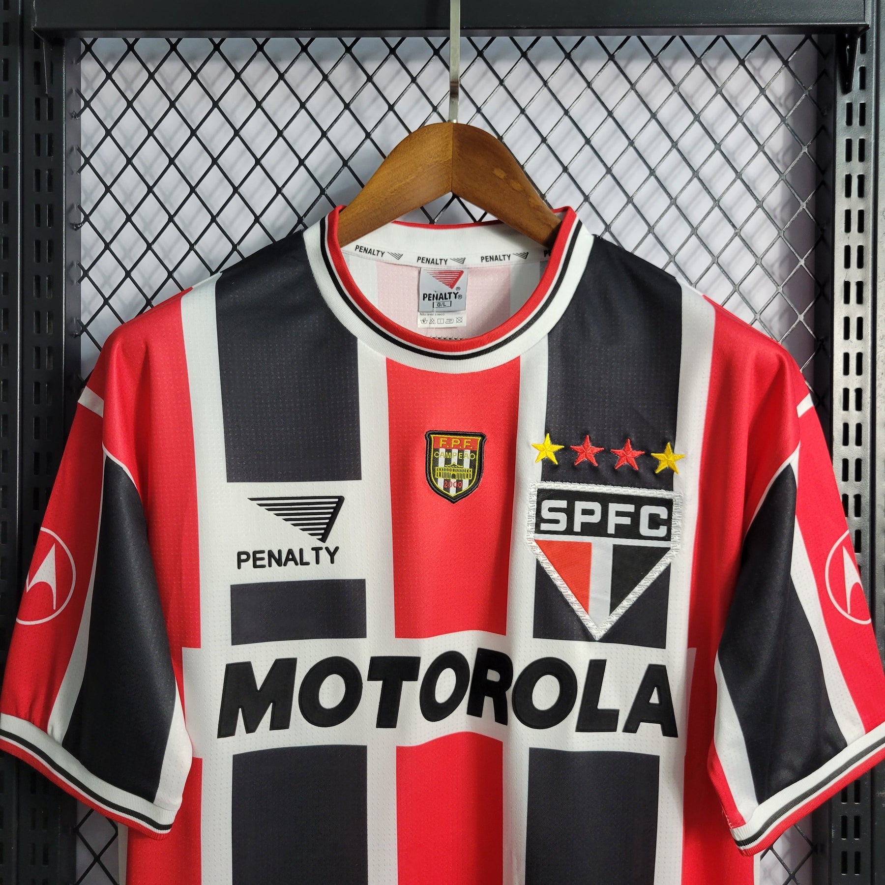 Camisa São Paulo Away 2000 - Penalty Retrô Masculina - Vermelha/Preta