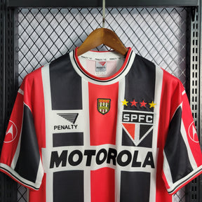 Camisa São Paulo Away 2000 - Penalty Retrô Masculina - Vermelha/Preta