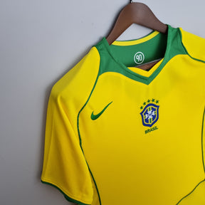 Camisa Seleção Brasil Home 2004/06 - Nike Retrô Masculina - Amarela/Verde