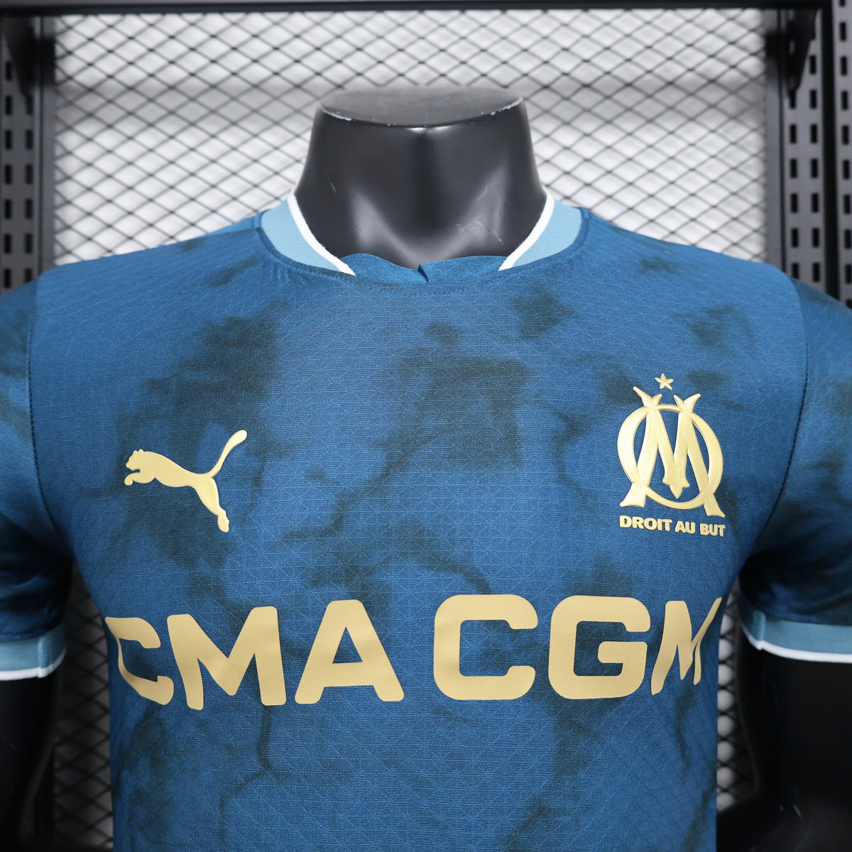 Camisa Olympique de Marseille Away 2024/25 - Puma Jogador Masculina - Azul/Preta