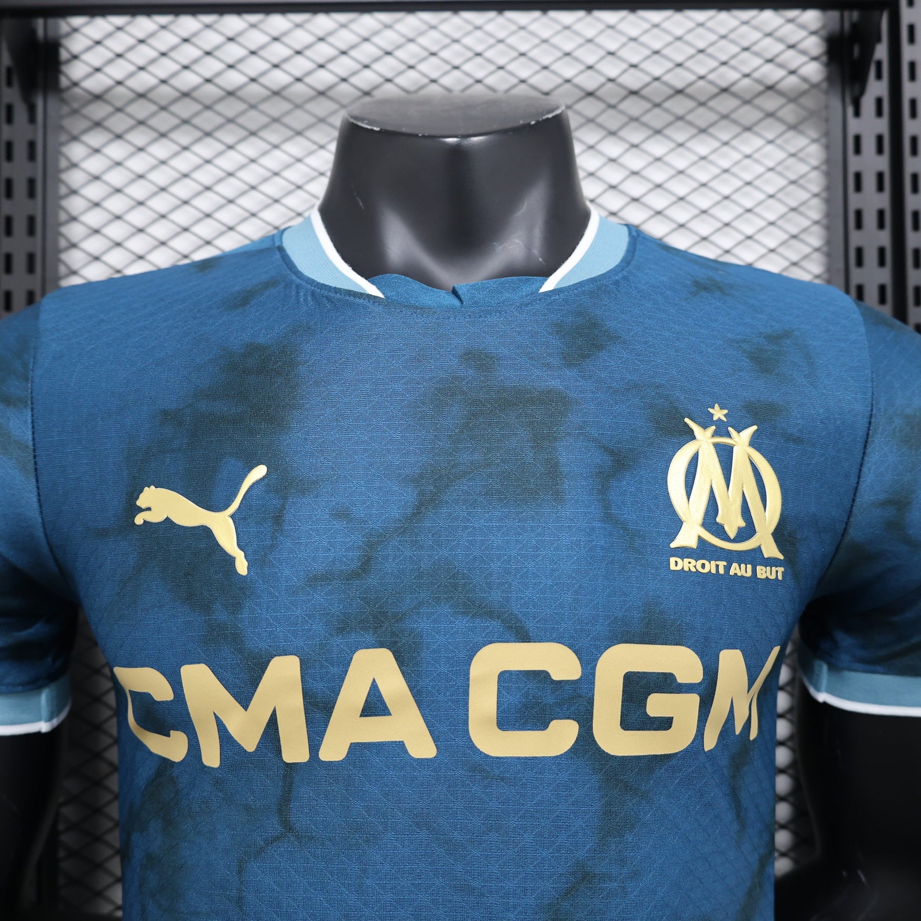 Camisa Olympique de Marseille Away 2024/25 - Puma Jogador Masculina - Azul/Preta