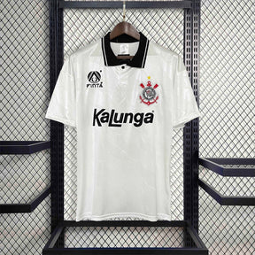 Camisa Corinthians Home 1994/95 - Finta Retrô Masculina - Branca/Preta