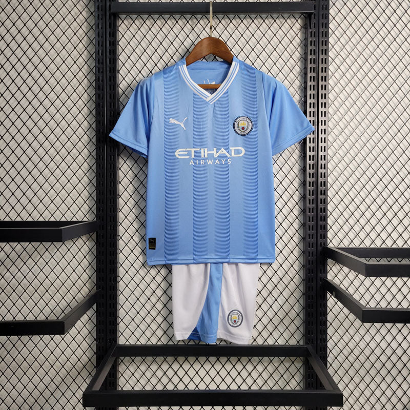 Conjunto Infantil Manchester City I 23/24 Torcedor Unissex