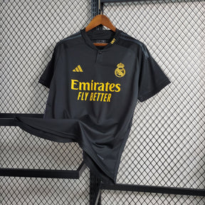 Camisa Real Madrid Away 2023/24 - Adidas Torcedor Masculina - Preta/Dourada