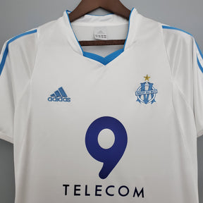 Camisa Olympique de Marseille Home 2002/03 - Adidas Retrô Masculina - Branca/Azul