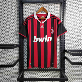 Camisa Milan Home 2009/10 - Adidad Retrô Masculina - Vermelha/Preta