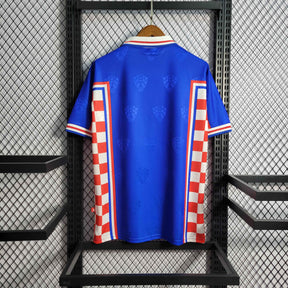 Camisa Seleção Croácia Away 1998 - Lotto Retrô Masculina - Azul/Branca