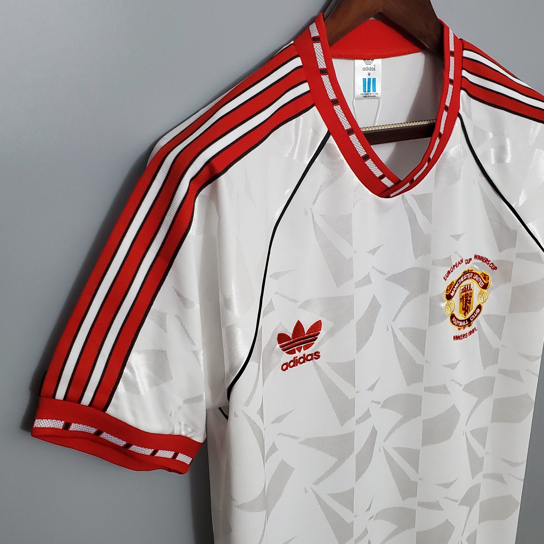 Camisa Manchester United Away 1991 - Adidas Retrô Masculina - Branca/Vermelha