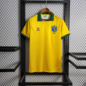 Camisa Seleção Brasil Home 1988 - Topper Retrô Masculina - Amarela/Verde