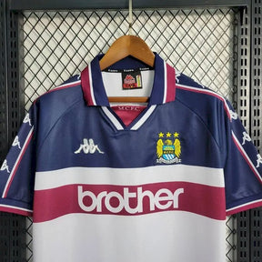 Camisa Manchester City Away 1997/98 - Kappa Retrô Masculina - Branca/Azul