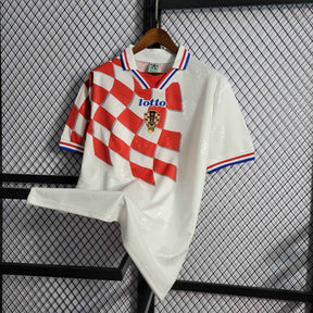 Camisa Seleção Croácia 1998 Home - Lotto Retrô Masculina - Branca/Vermelha