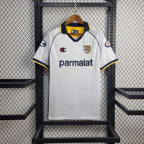 Camisa Parma Away 2003/04 - Champion Retrô Masculina - Branca/Azul