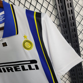 Camisa Inter de Milão Away 1997/98 - Umbro Retrô Masculina - Branca/Azul