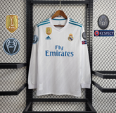 Camisa Manga Longa Real Madrid Home 2017/18 - Adidas Retrô Masculina - Branca/Azul