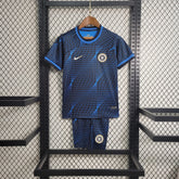 Kit Infantil Chelsea Away 2023/24 - Nike Torcedor - Azul/Preta