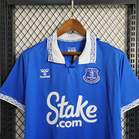 Camisa Everton Home 2023/24 - Hummel Torcedor Masculina - Azul/Branca