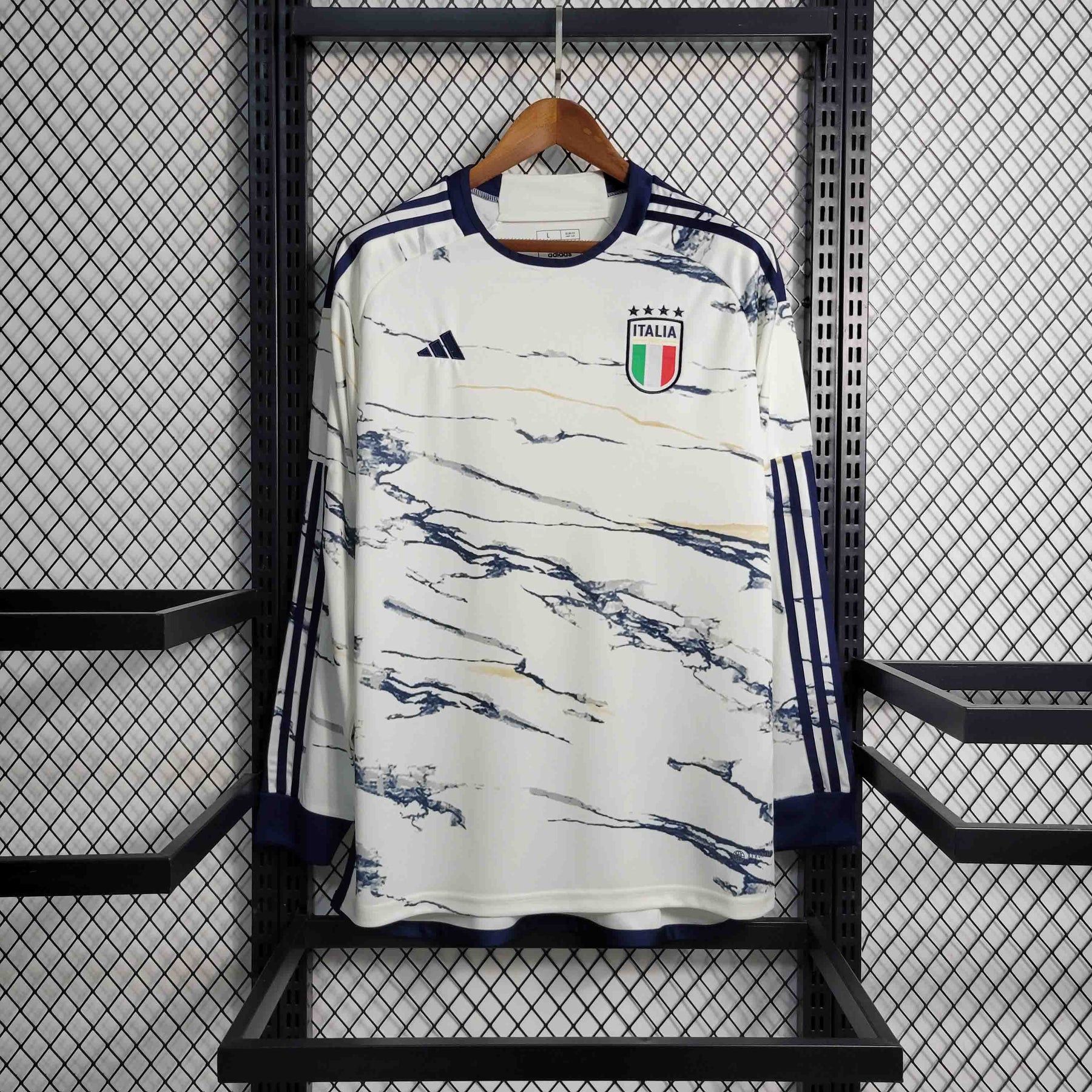 Camisa Manga Longa Seleção Itália Away 2023/24 - Adidas Torcedor Masculina - Branca/Azul