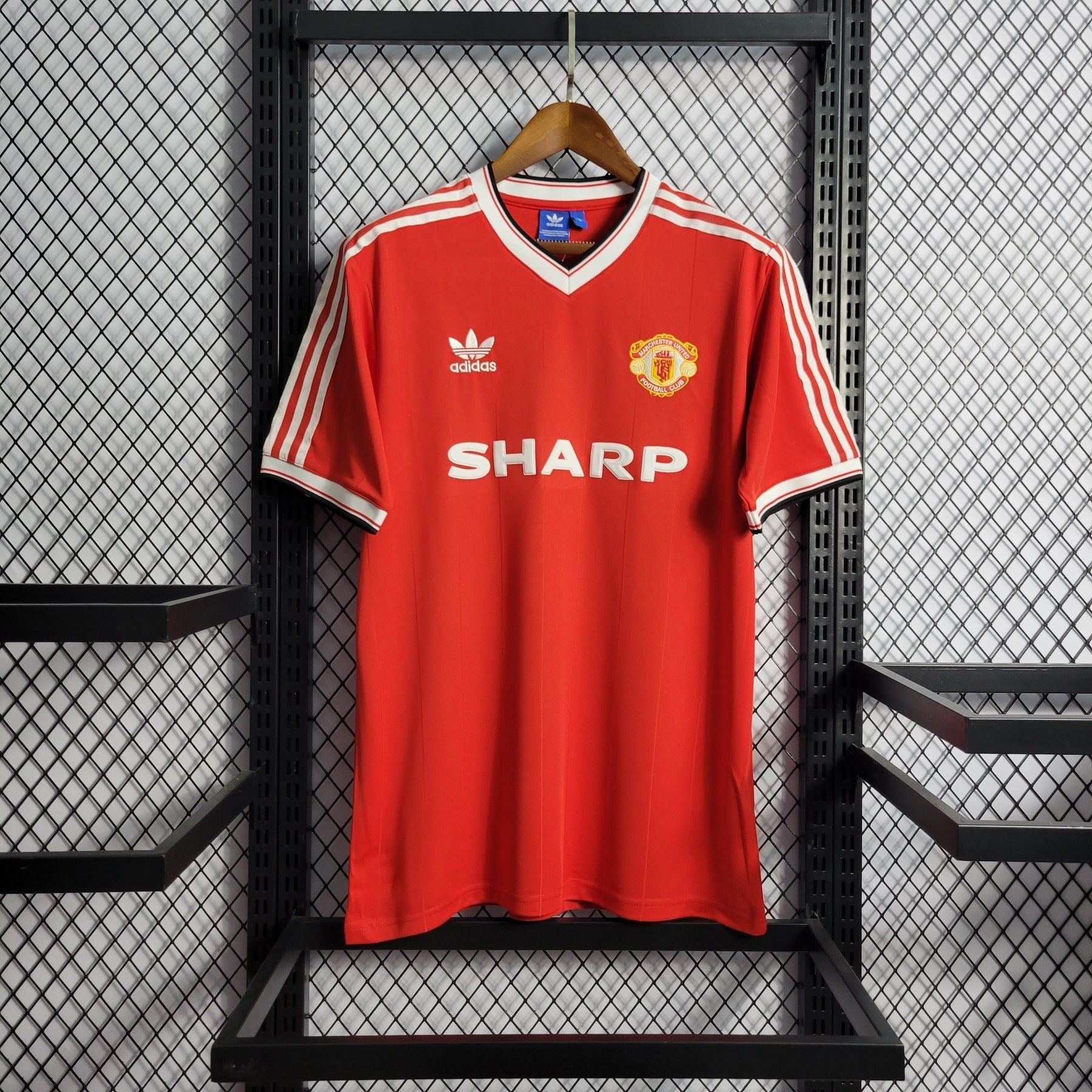 Camisa Manchester United Home 1984 - Adidas Retrô Masculina - Vermelha/Branca