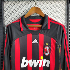 Camisa Manga Longa Milan  Home 2006/07 - Adidas  Retrô Masculina - Vermelha/Preta