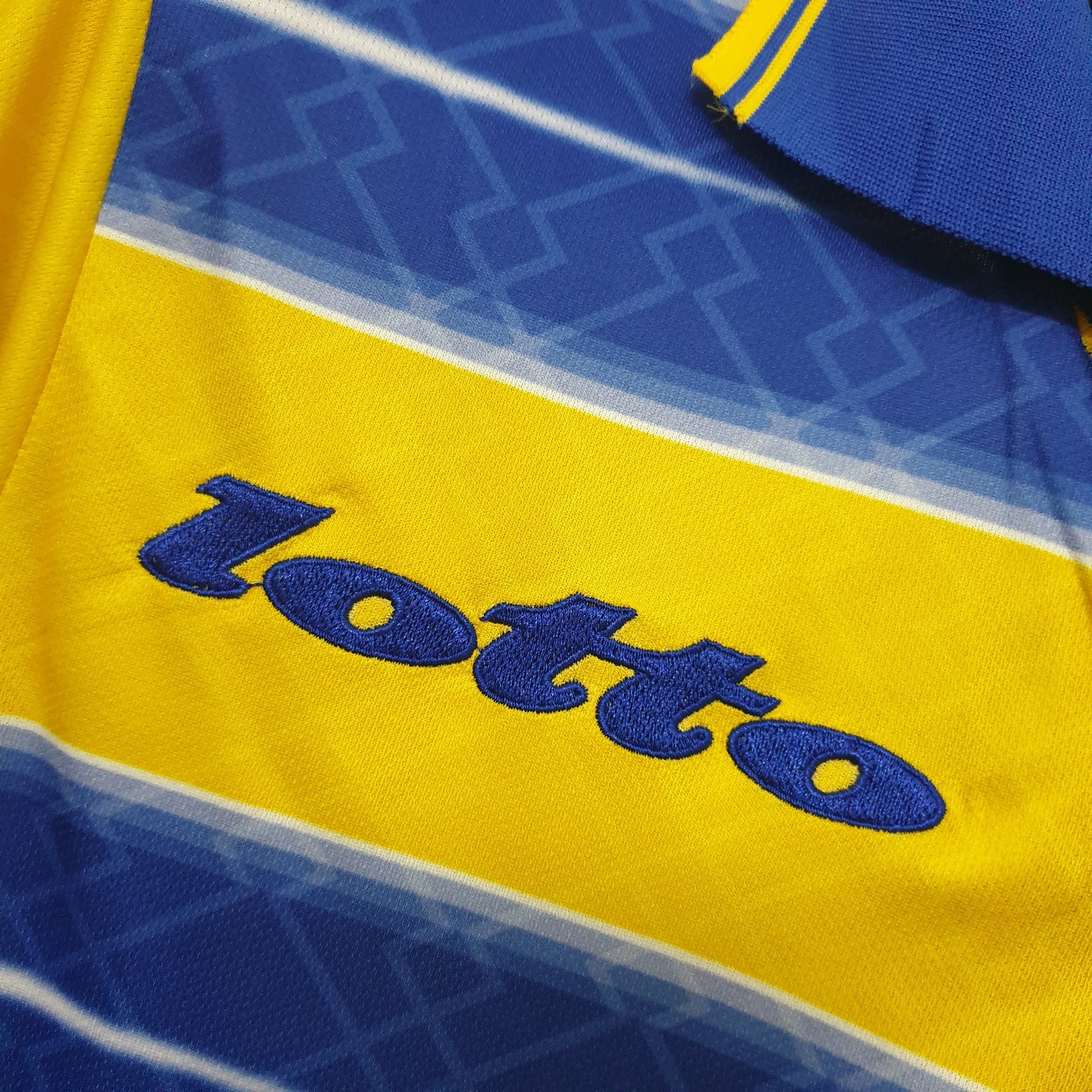 Camisa Parma Home 1998/99 - Lotto Retrô Masculina - Amarela/Azul