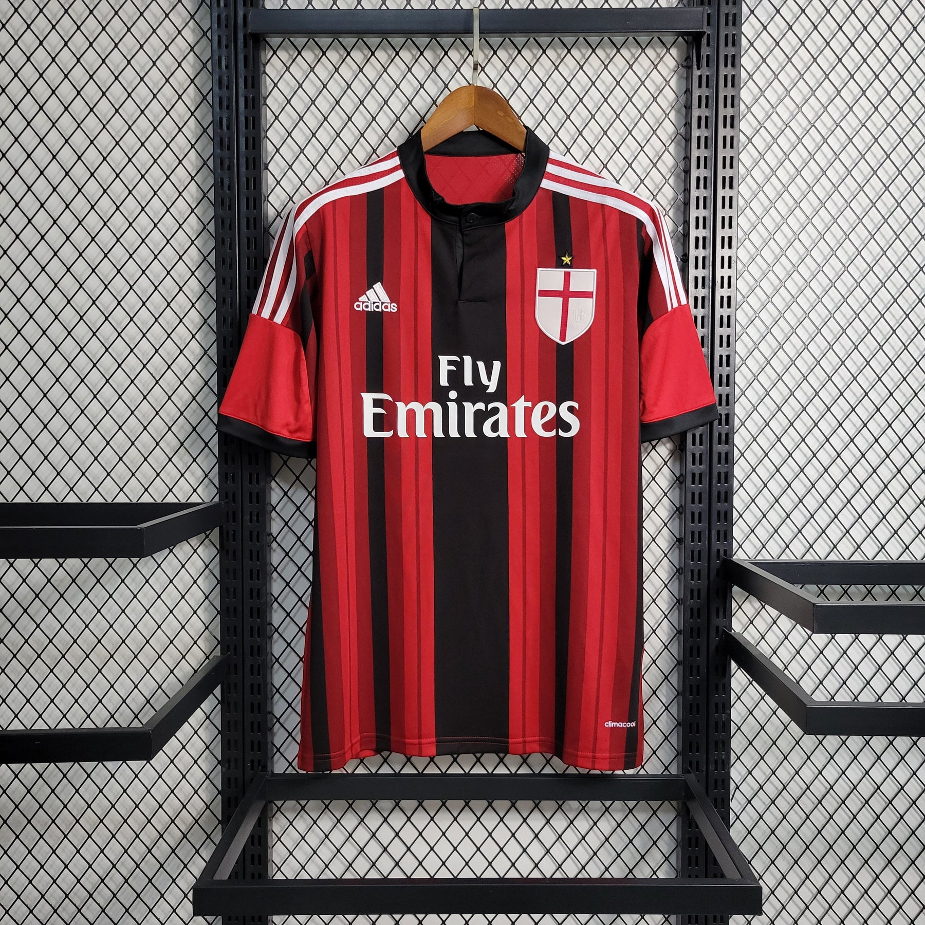 Camisa Milan Home 2014/15 - Adidas Retrô Masculina - Vermelha/Preta