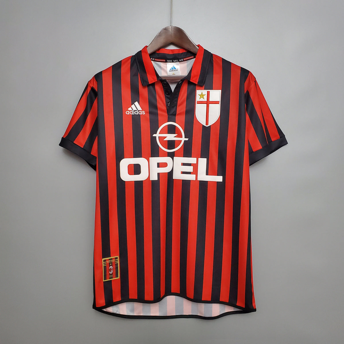 Camisa Milan Home 1999/00 - Adidad Retrô Masculina - Vermelha/Preta