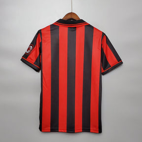 Camisa Milan Home 1996/97 - Lotto Retrô Masculina - Vermelha/Preta