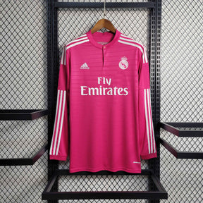 Camisa Manga Longa Real Madrid Away 2014/15 - Adidas Retrô Masculina - Rosa/Branca