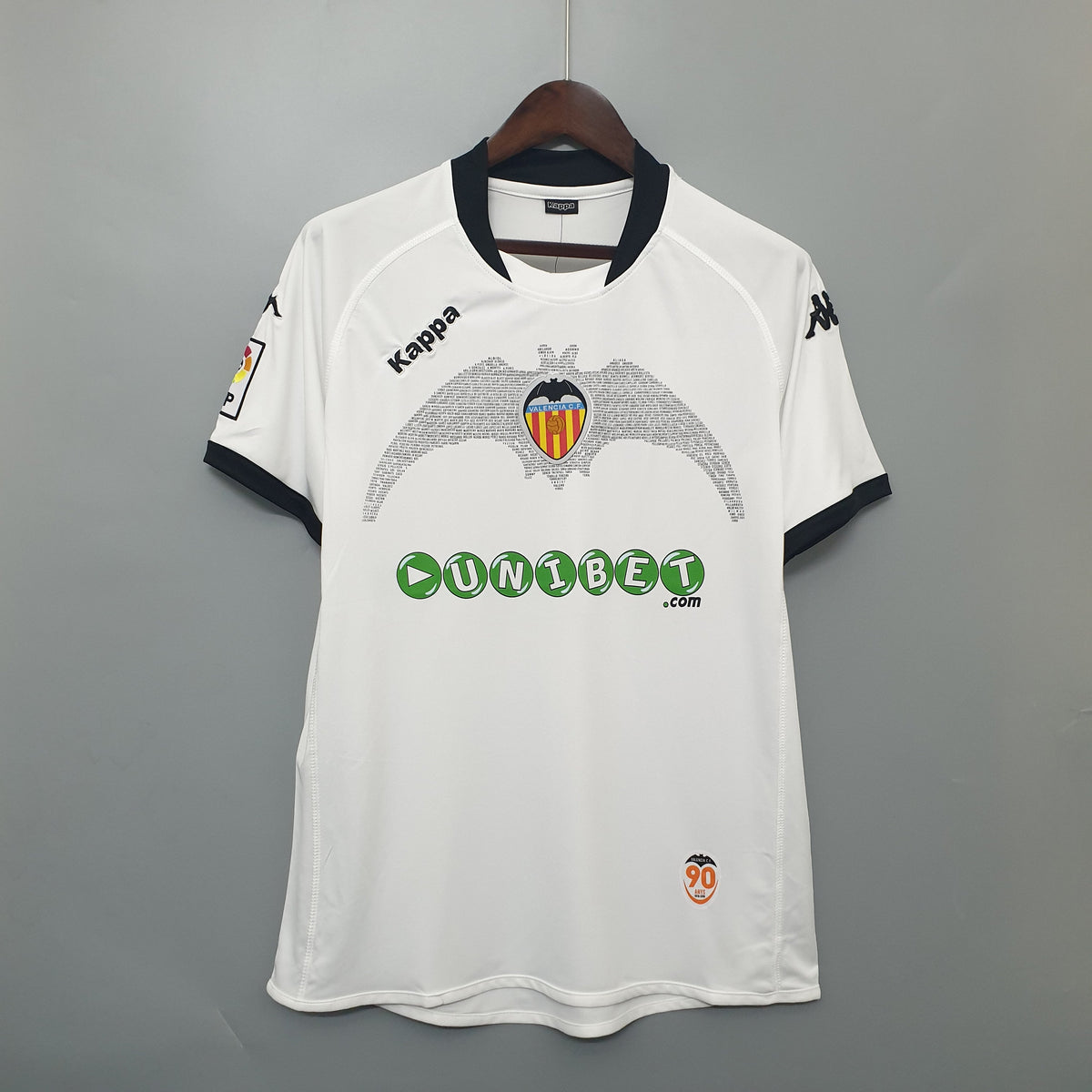 Camisa Valencia Home 2009/10 - Kappa Retrô Masculina - Branca/Preta