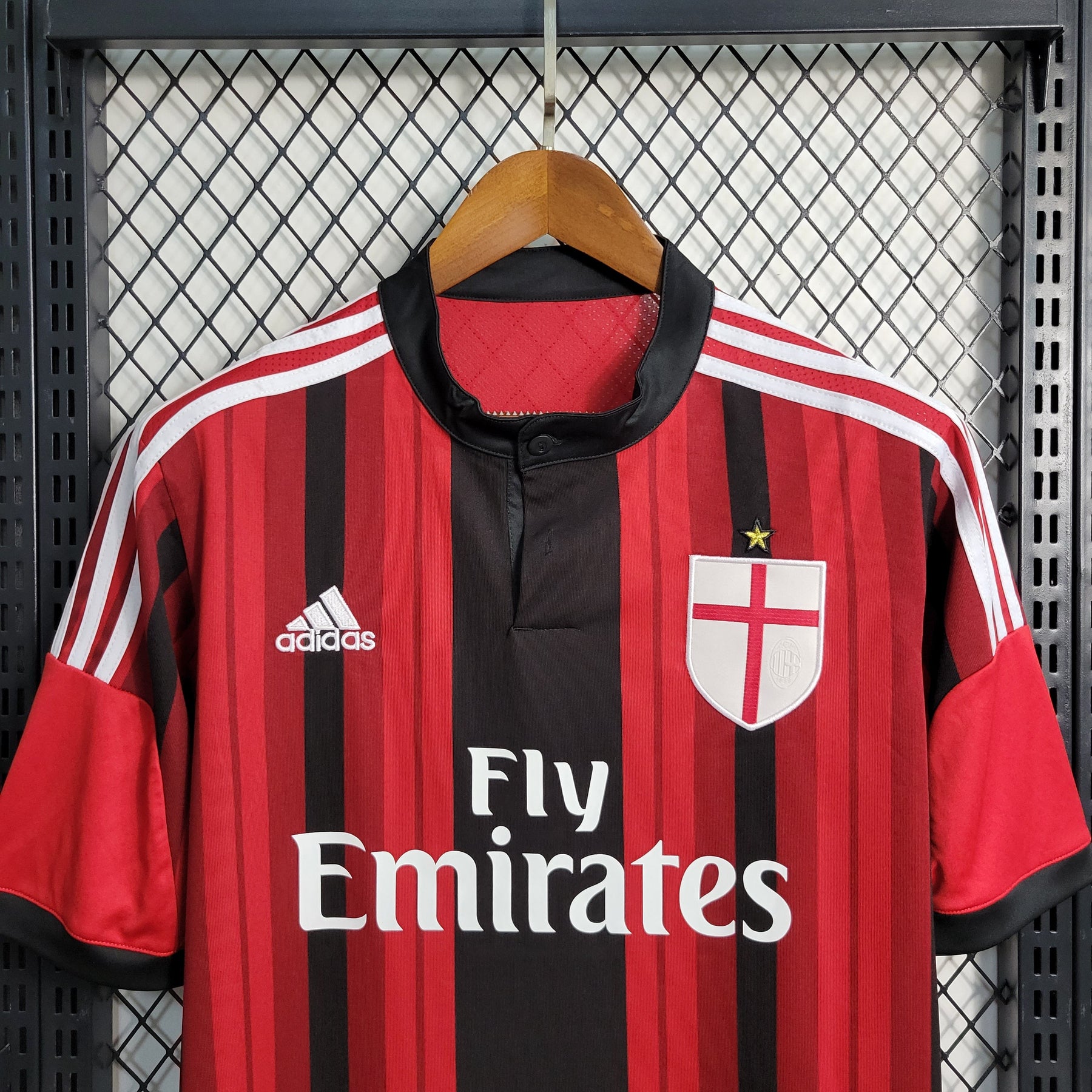 Camisa Milan Home 2014/15 - Adidas Retrô Masculina - Vermelha/Preta