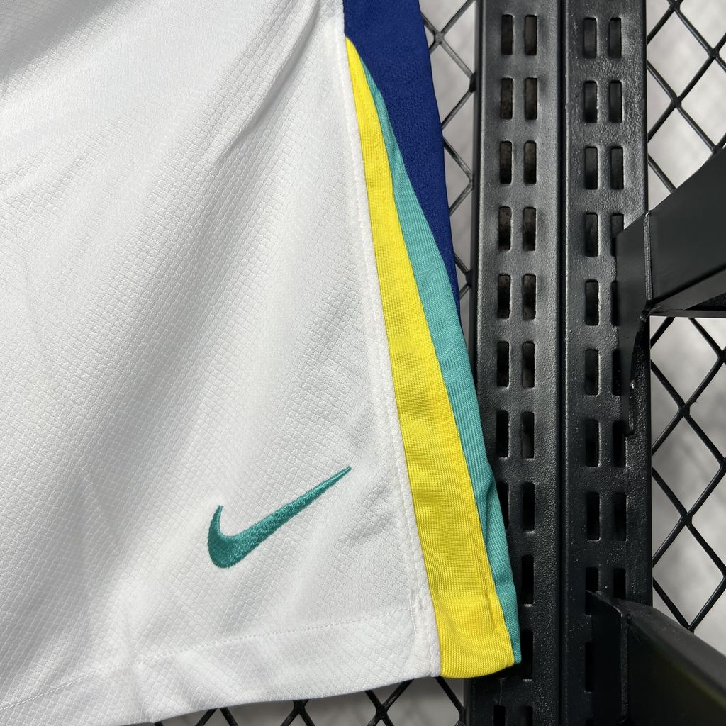 Shorts Seleção Brasil Home 2024/25 - Nike Torcedor Masculina - Branca/Azul