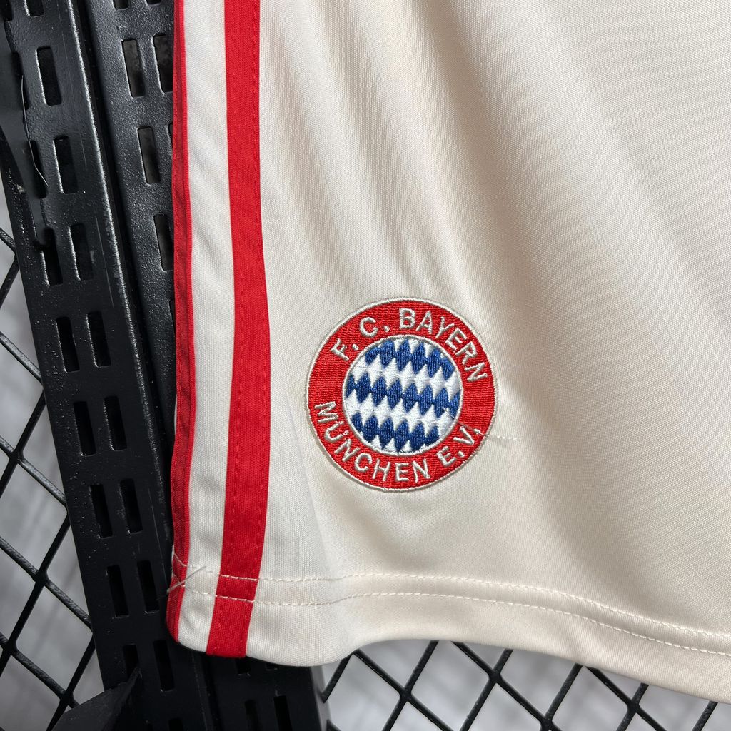 Shorts Bayern de Munique Away 2024/25 - Adidas Torcedor Masculina - Bege/Vermelha