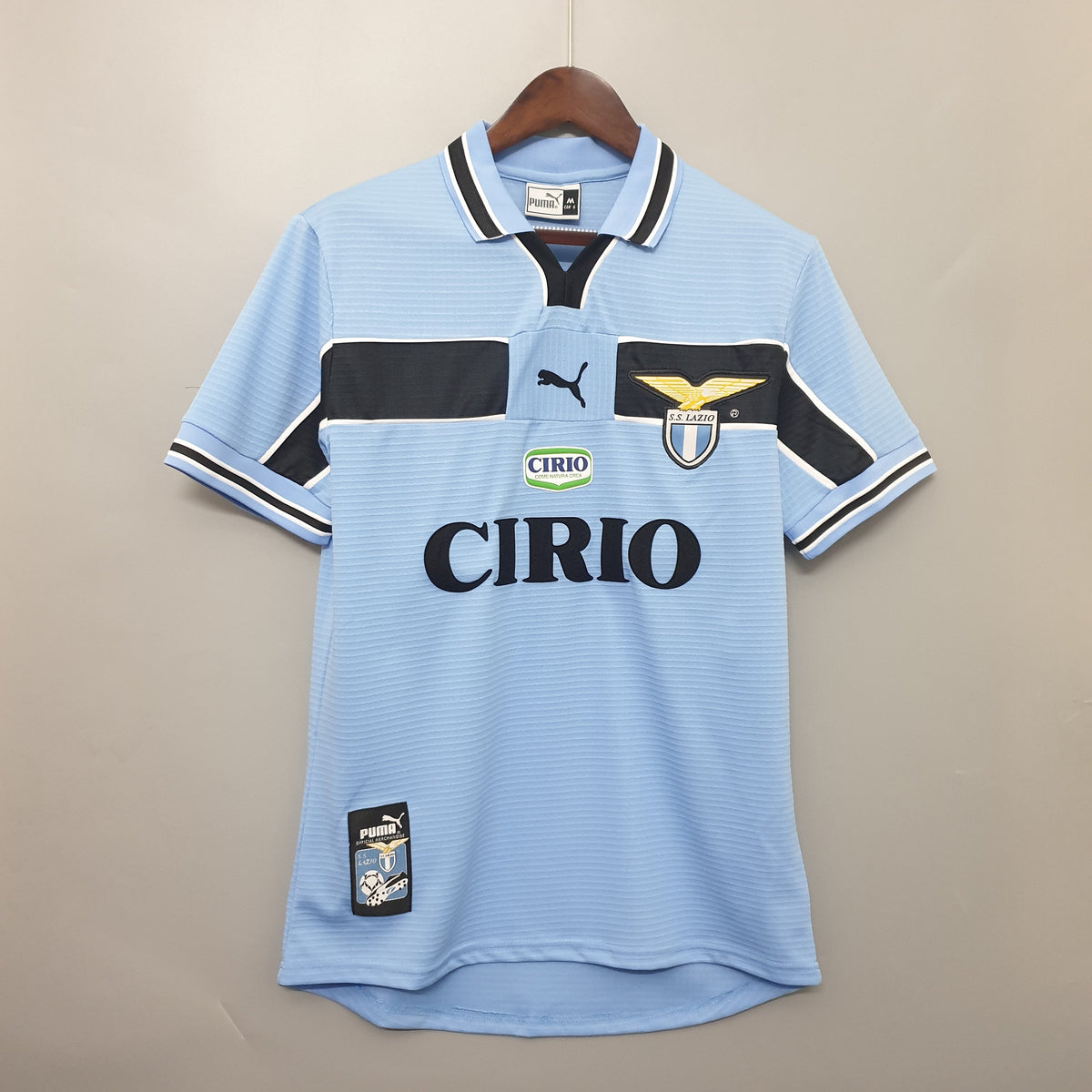 Camisa Lazio Home 1999/00 - Puma Retrô Masculina - Azul/Preta