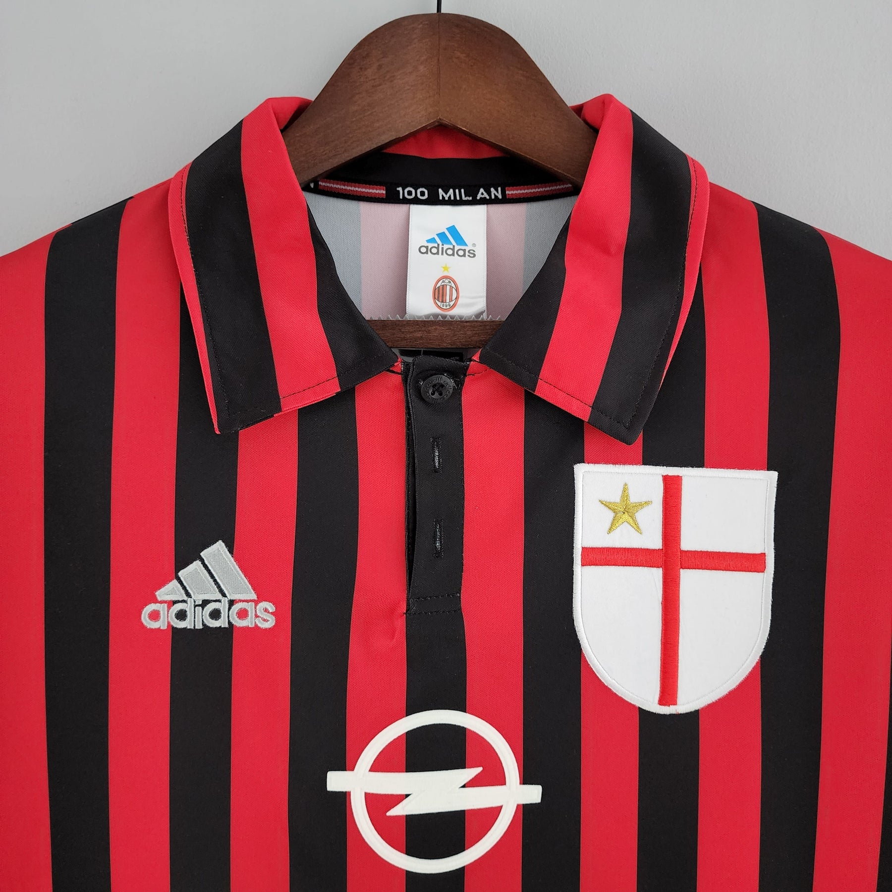 Camisa Manga Longa Milan Home 1999/00 - Adidas Retrô Masculina - Vermelha/Preta