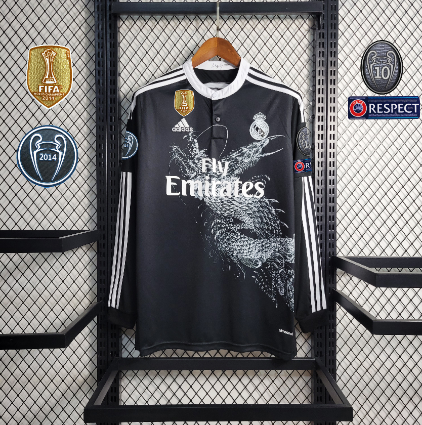 Camisa Manga Longa Real Madrid Third 2014/15 - Adidas Retrô Masculina - Preta/Branca