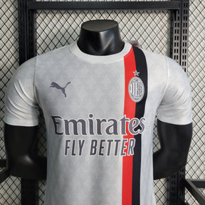 Camisa Milan Away 2023/24 - Puma Jogador Masculina - Branca/Preta/Vermelha