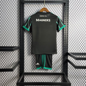 Kit Infantil Celtic Away 2022/23 - Adidas Torcedor - Preta/Verde