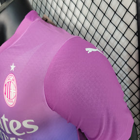 Camisa Milan Away 2023/24 - Puma Jogador Masculina - Rosa/Azul/Verde