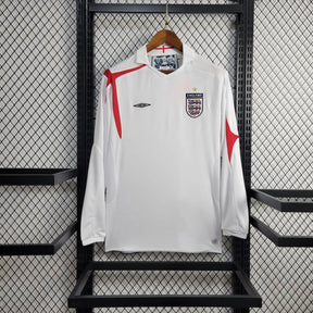 Camisa Manga Longa Seleção Inglaterra 2005/06 - Umbro Retrô Masculina - Branca/Azul