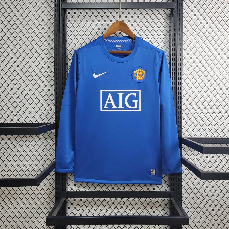 Camisa Manchester United Manga Longa Away 2007/08 - Nike Retrô Masculina - Azul