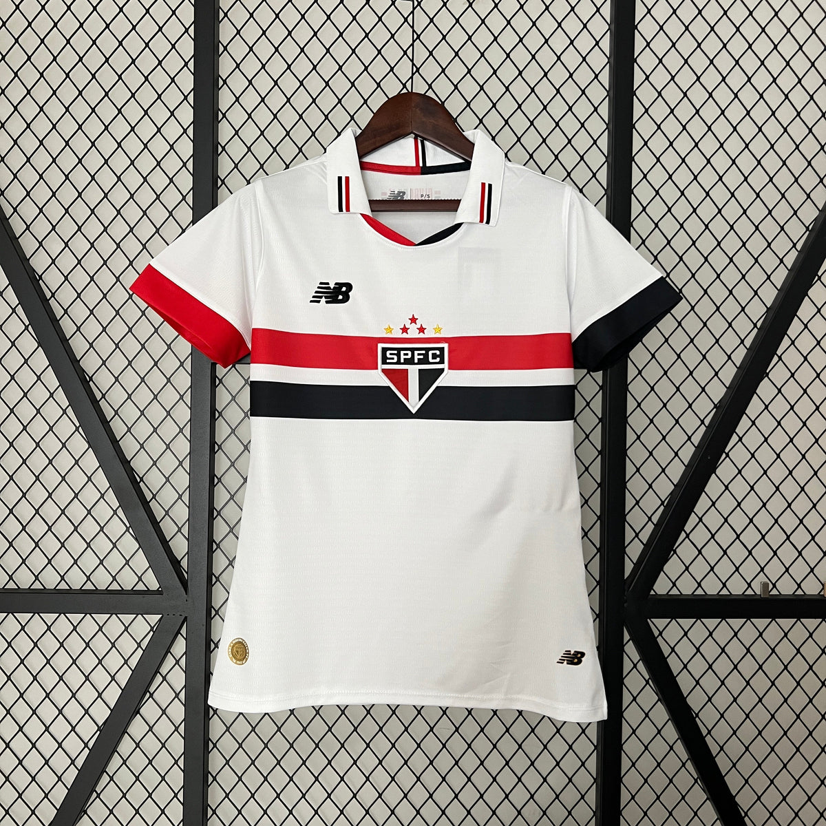 Camisa São Paulo Home  2024/25 - New Balace Torcedor Feminina - Branca/Preta