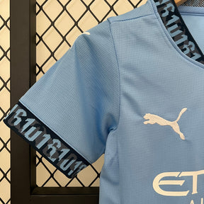 Kit Infantil Manchester City Away 2024/25 - Torcedor - Azul/Branca