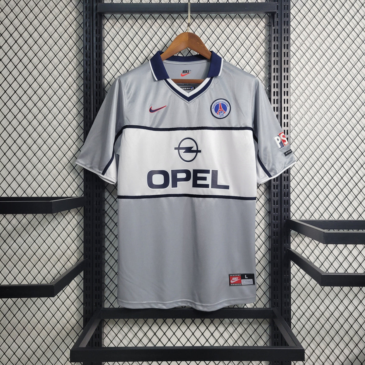 Camisa PSG Away 2000 - Nike Retrô Masculina - Cinza/Branca