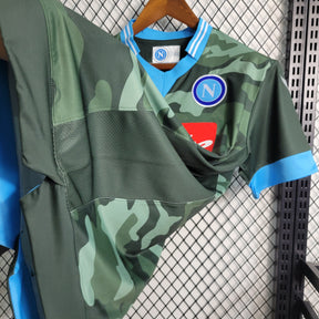 Camisa Napoli Home 2013/14 - Macron Retrô Masculina - Verde Camuflada