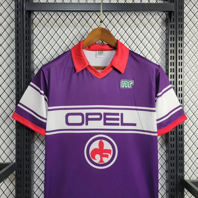 Camisa Fiorentina Home 1984/85 - Nr Retrô Masculina - Roxa/Branca