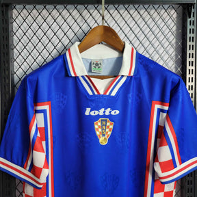 Camisa Seleção Croácia Away 1998 - Lotto Retrô Masculina - Azul/Branca